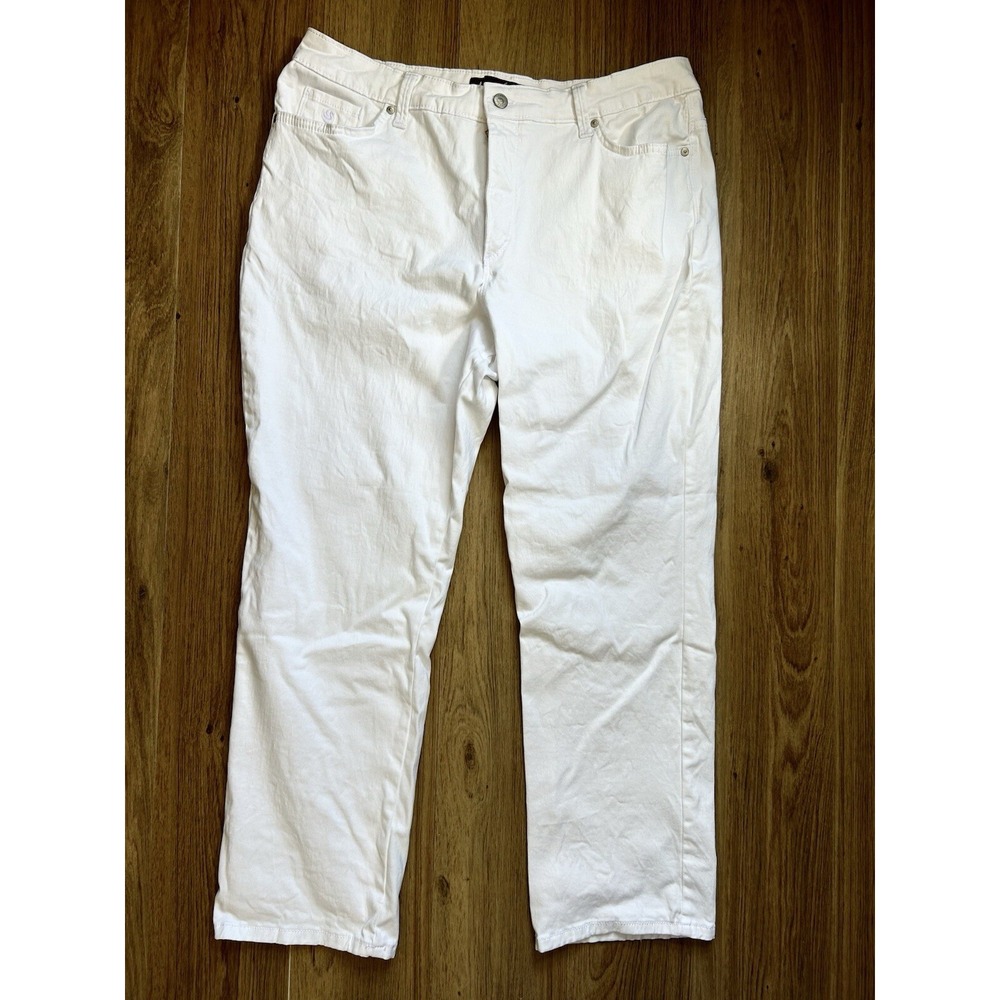 Gloria Vanderbilt Amanda‎ 2.0 Slim Straight Jeans Women's 18 White Mid Rise